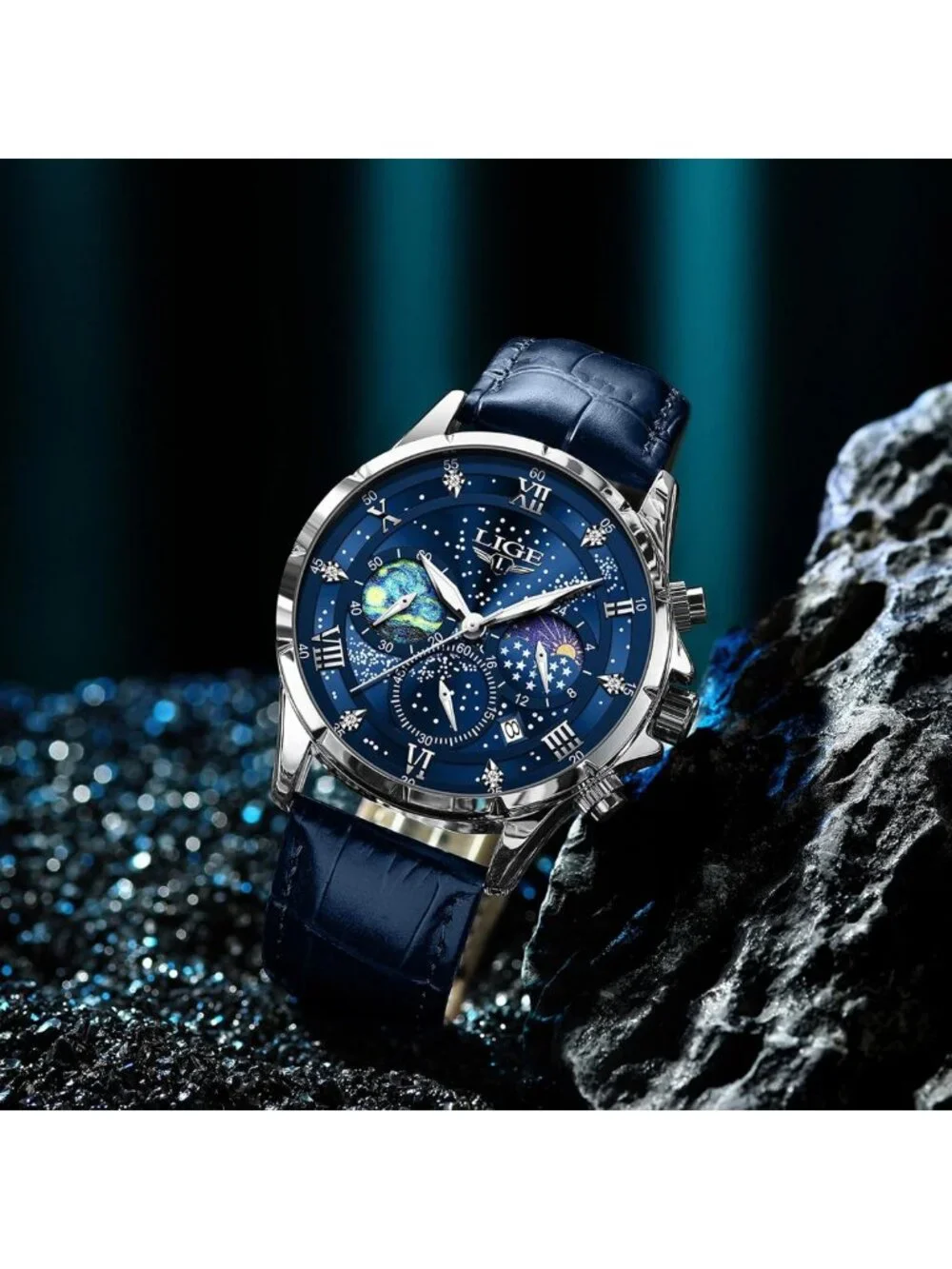 Stylish Waterproof Analog Chronograph Watch for Men - Leather, Luminous, Date